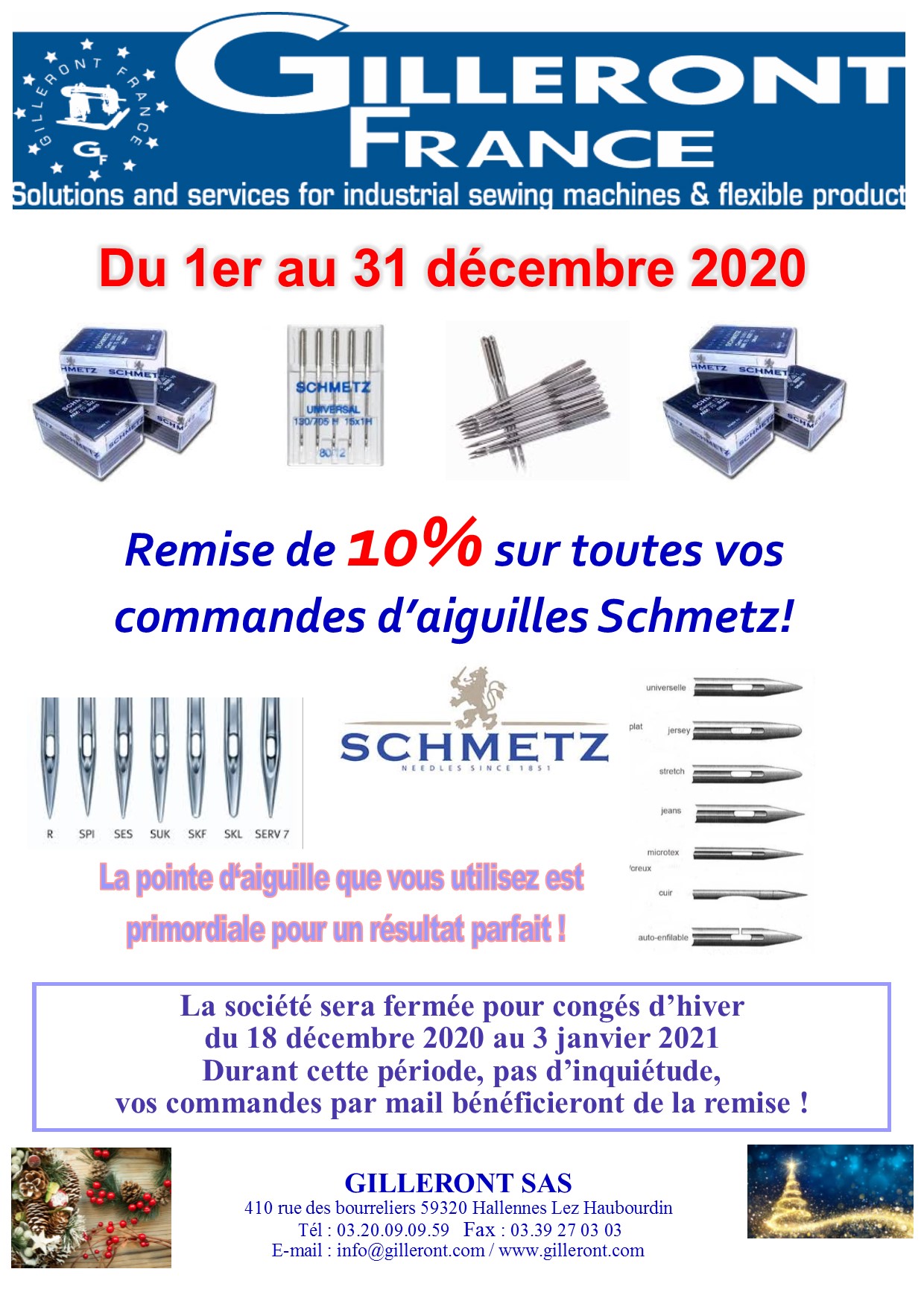 promo aiguilles Schmetz dec 2020